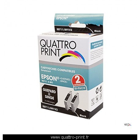 photo boite Quattro Print 2 cartouches compatibles T0711 T0891 noire