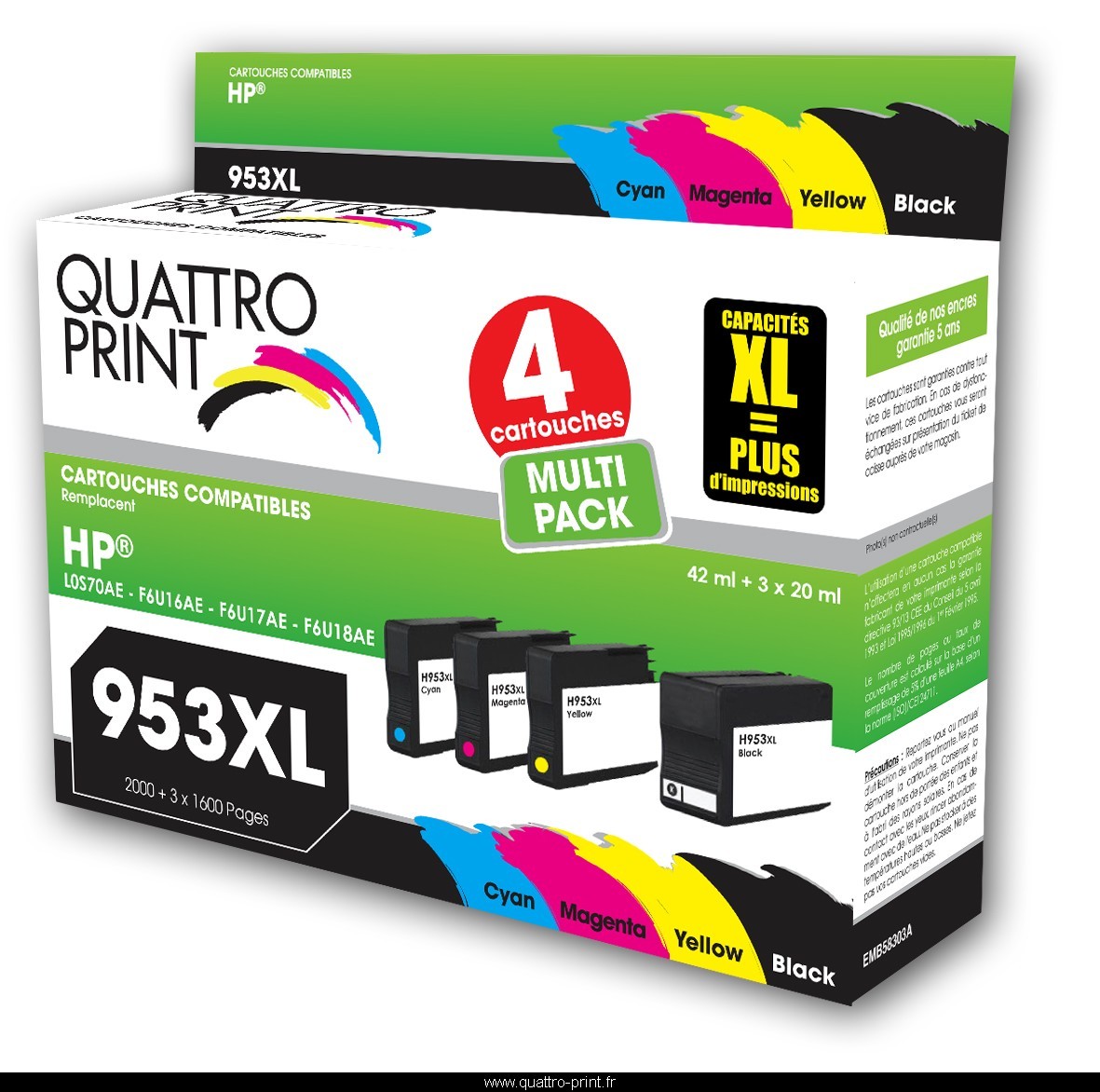 Pack de 4 Cartouches Compatibles HP 953XL