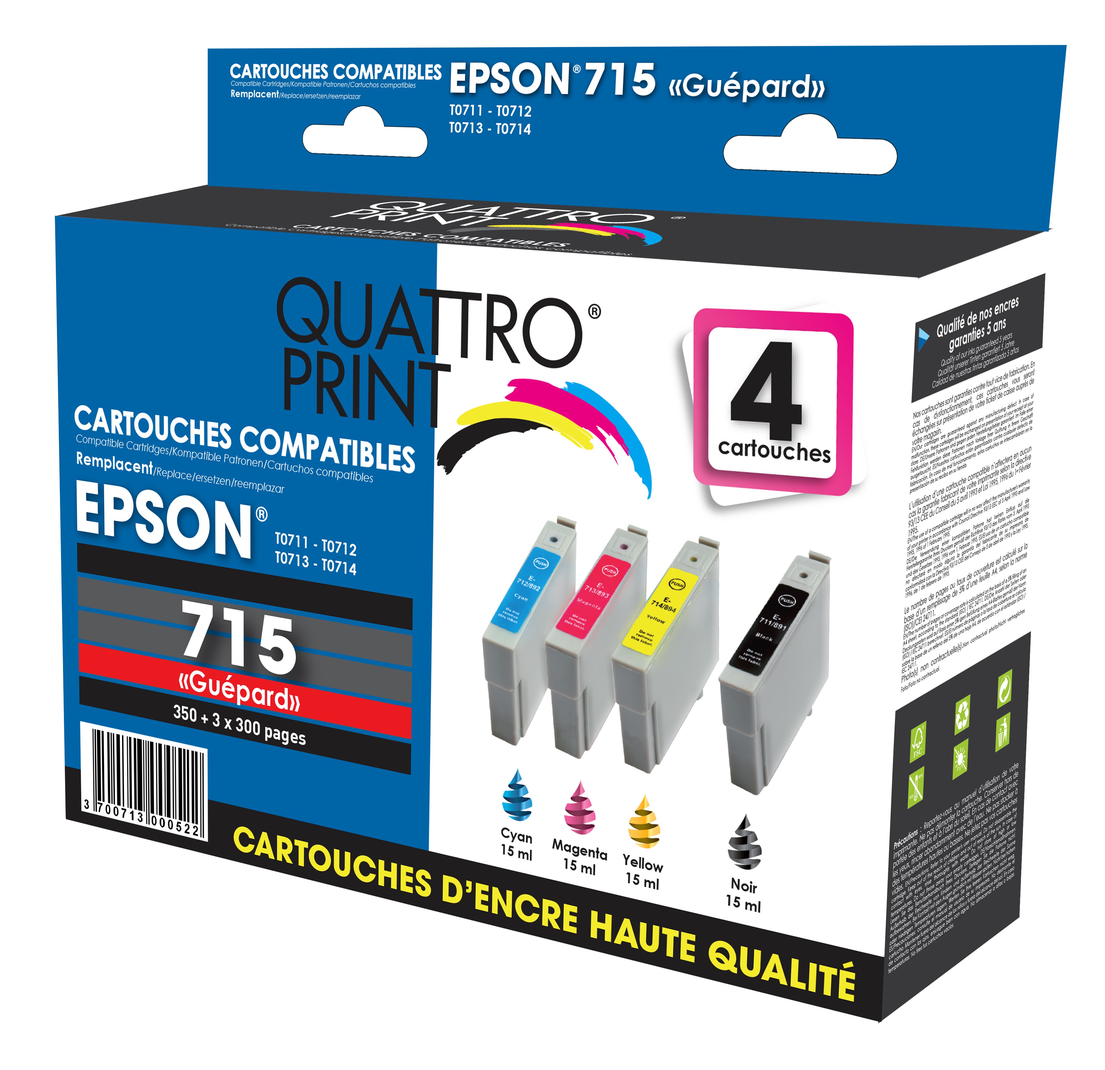 Cartouche EPSON T2996 XL x 10 compatibles « Fraise » 4 couleurs XL