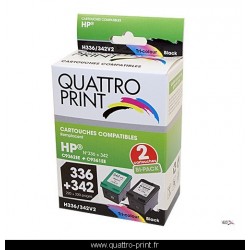 Pack 2 cartouches d'encre compatible HP 336 / HP 342