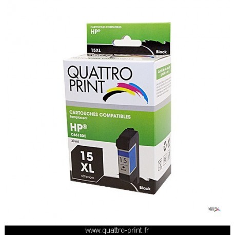 Cartouche d'encre Quattro Print compatible HP15XL